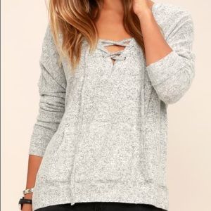 Lulu’s Grey soft sweater with hood